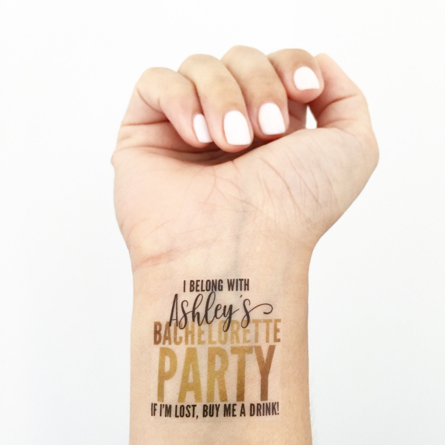 METALLIC gold TEAM BRIDE  buy me a drink Bachelorette Party temporary tattoos