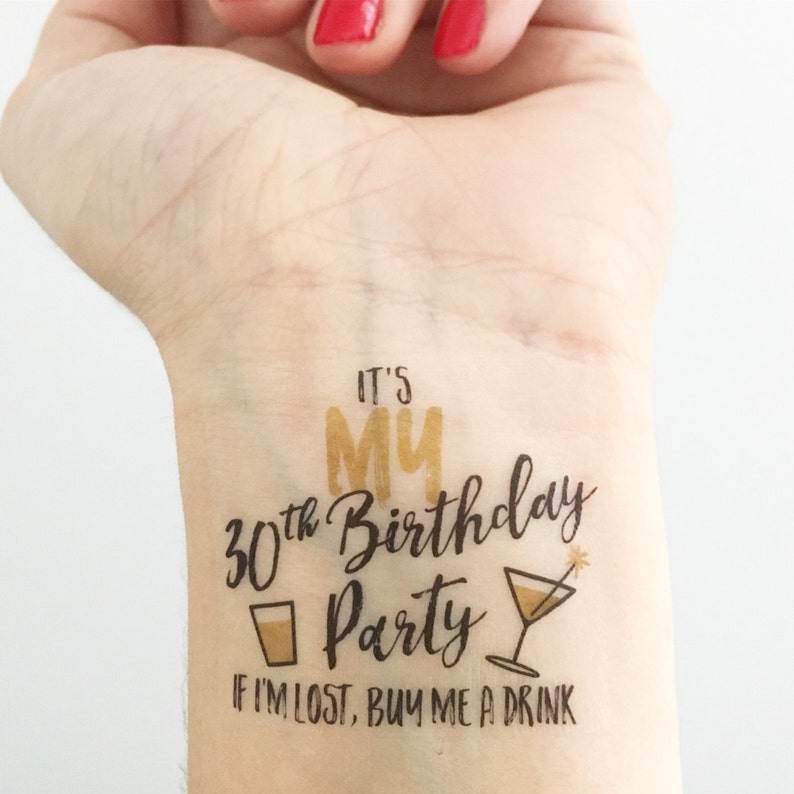 Custom Birthday Temporary Tattoos Gold Glam - Etsy