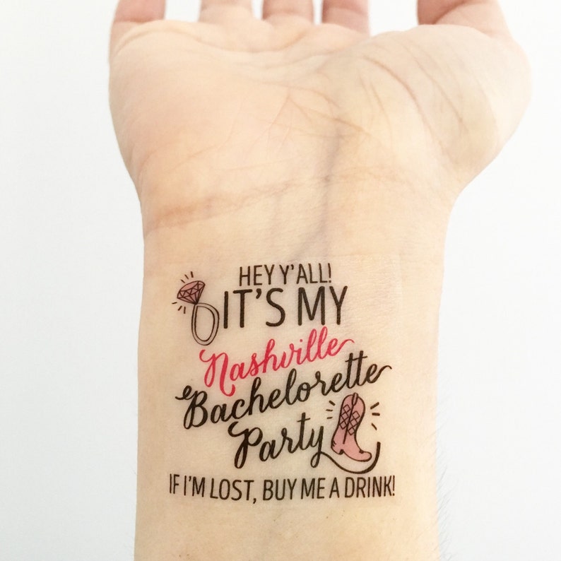 Custom Nashville Bachelorette Party Temporary Tattoos Etsy