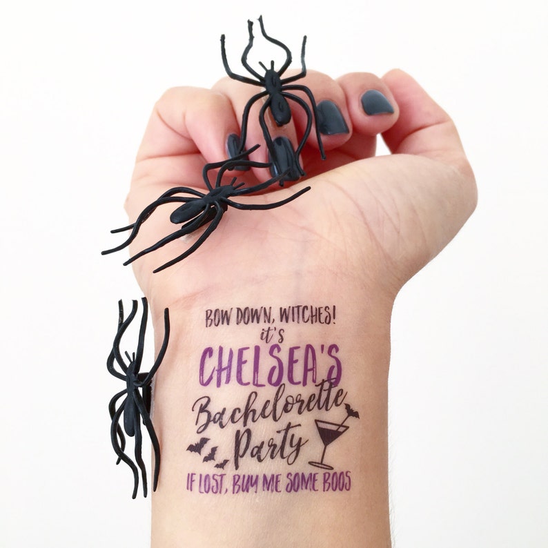 15 Custom Bachelorette Party Temporary Tattoos Halloween image 1