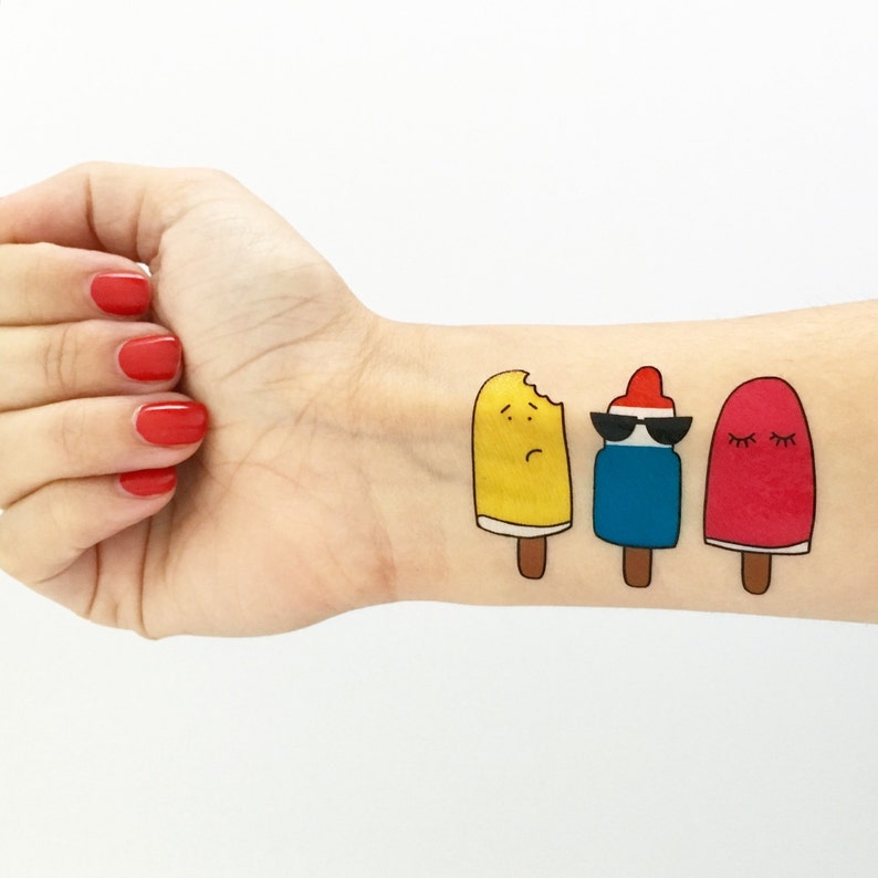 Popsicle Pals  3 Temporary Tattoos image 2