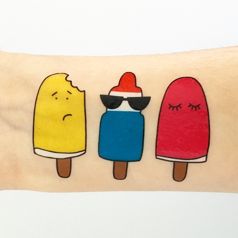Popsicle Pals  3 Temporary Tattoos image 0