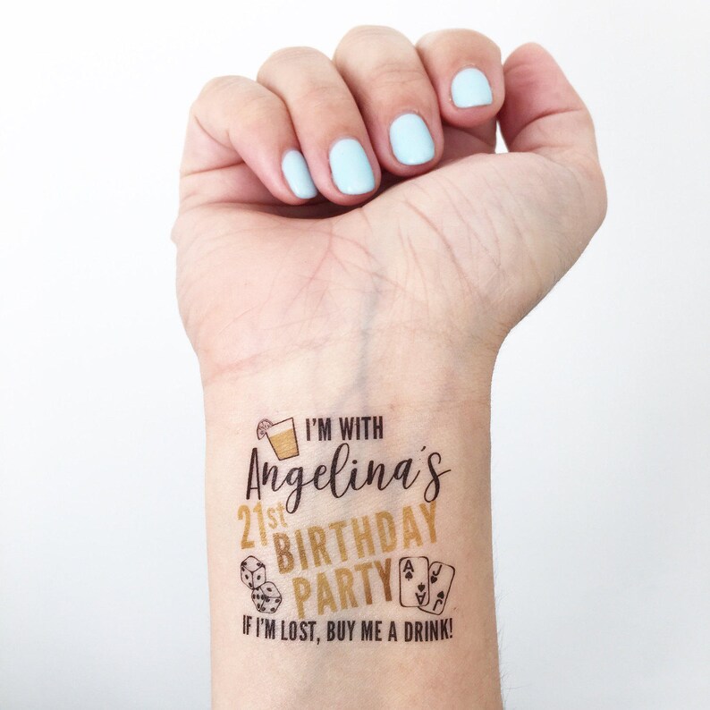 Custom Birthday Party Temporary Tattoos Vegas Etsy