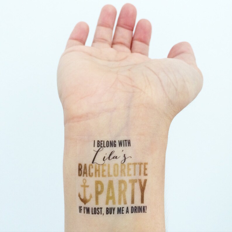 Custom Bachelorette Party Temporary Tattoos Glam Gold ANCHOR image 1