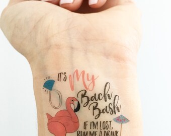Custom Bachelorette Party Temporary Tattoos Flamingo Pool Etsy