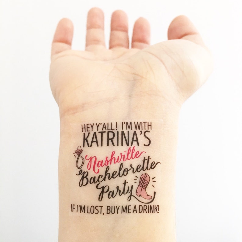 Custom Nashville Bachelorette Party Temporary Tattoos Etsy