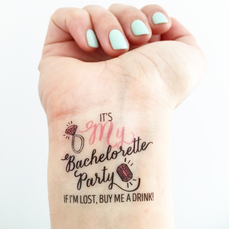 Custom Bachelorette Party Temporary Tattoos Pink Diamond Etsy