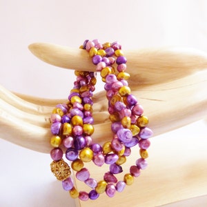 Colored PEARL Eternity Necklace with Filigree Accent