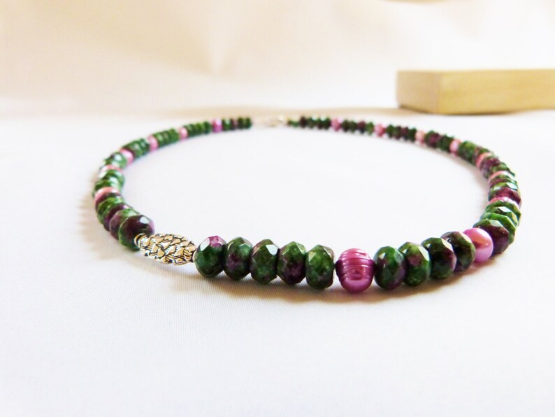 RUBY in ZOISITE and PEARL Necklace image 1
