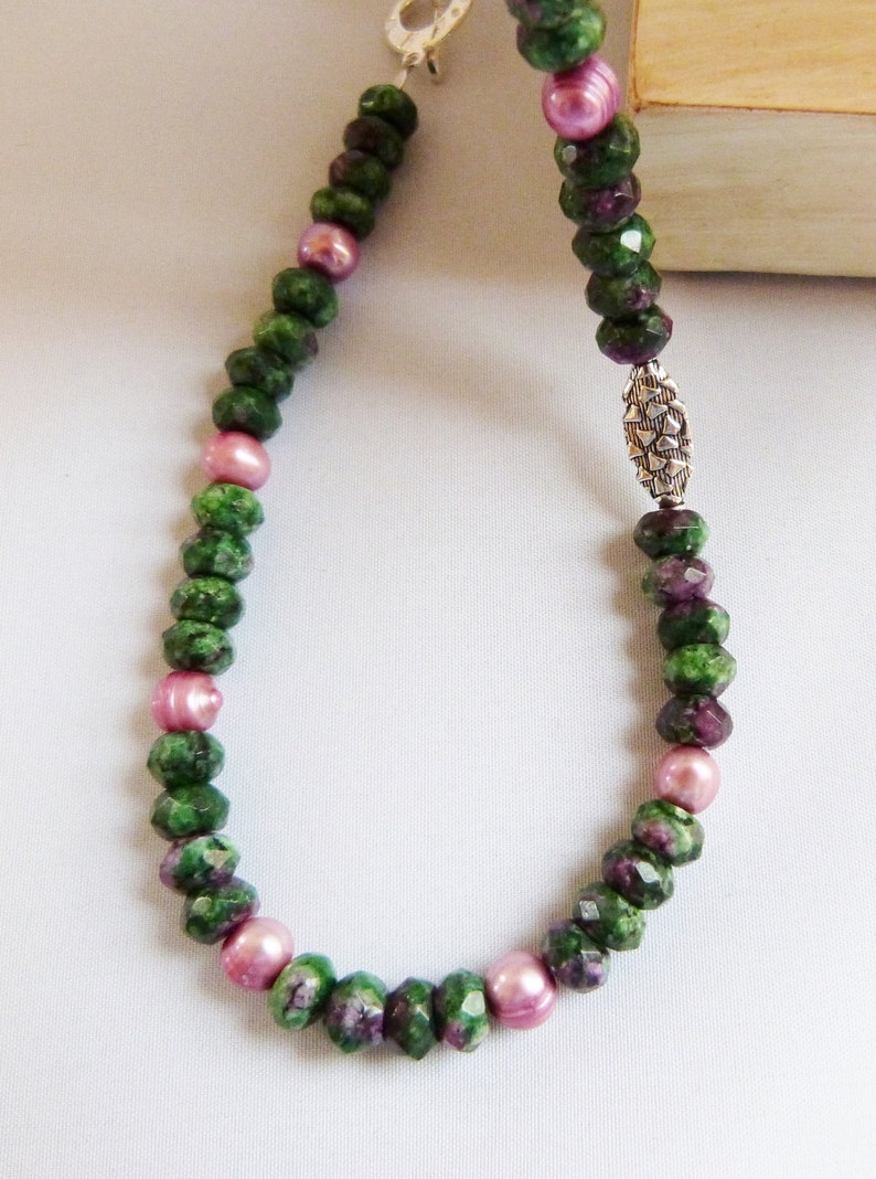 RUBY in ZOISITE and PEARL Necklace image 3