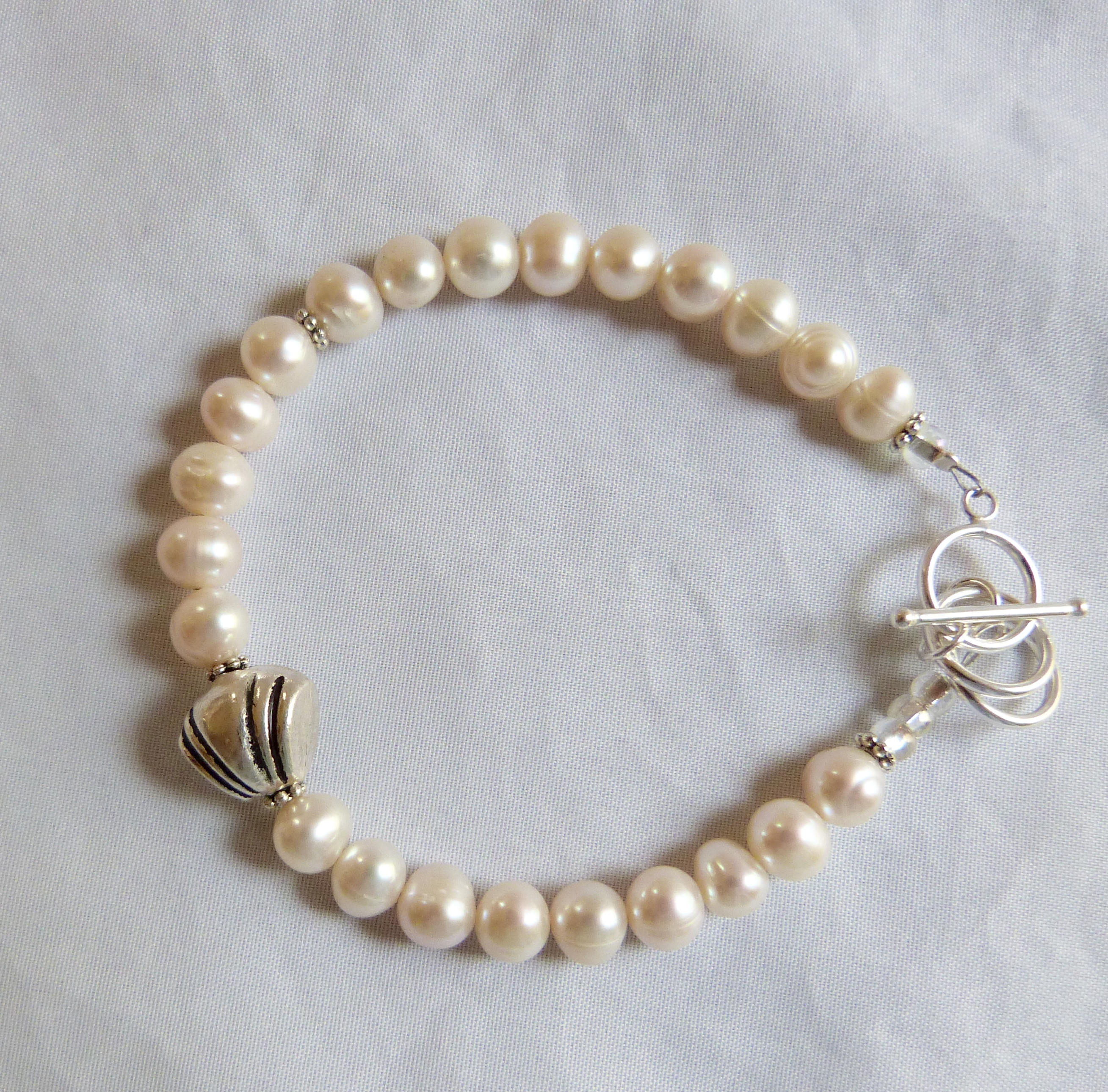 PEARL and Sterling Silver SHELL Bracelet - Etsy
