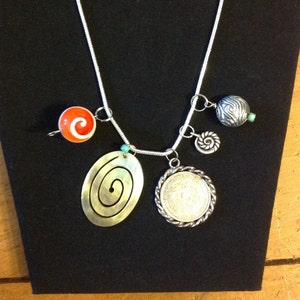 SPIRALS Charmed Necklace - Vintage, Modern, Coin, and Handmade