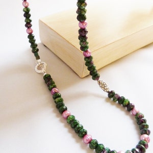 RUBY in ZOISITE and PEARL Necklace image 2