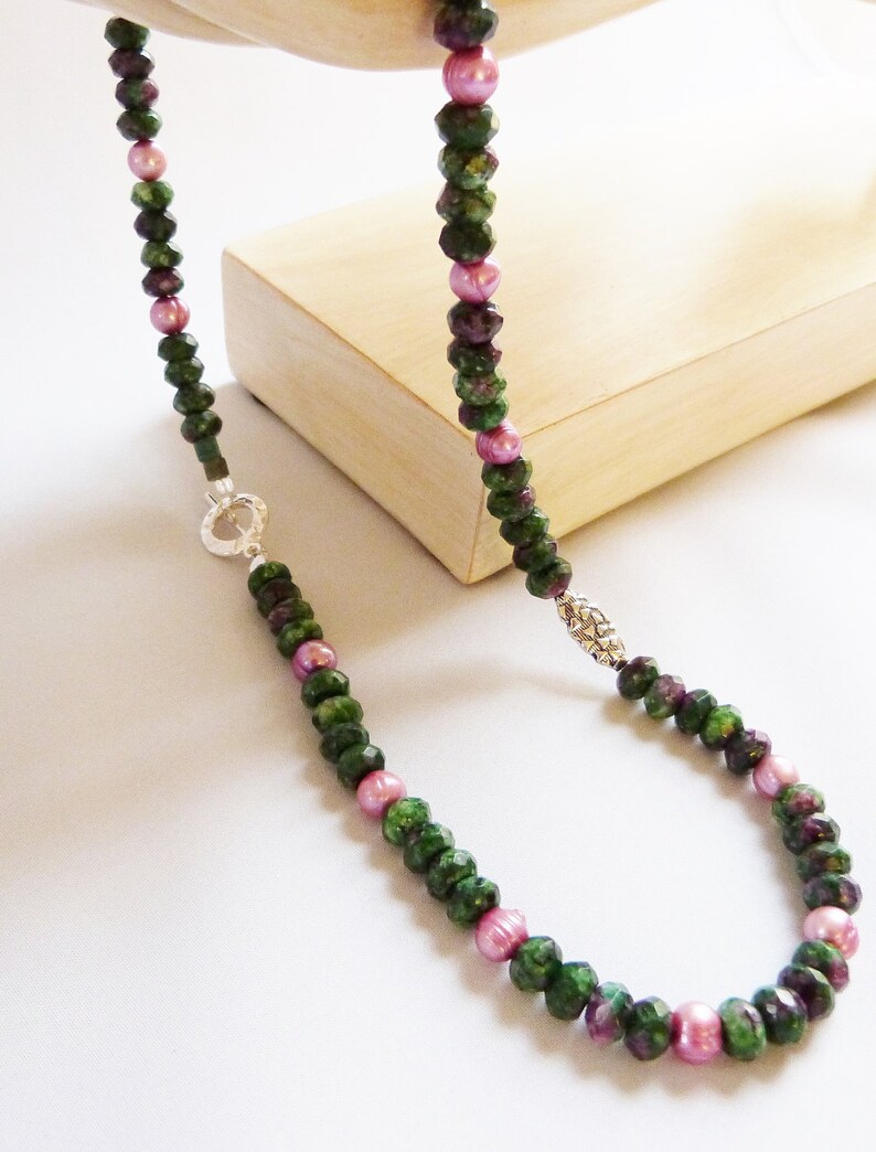 RUBY in ZOISITE and PEARL Necklace image 2