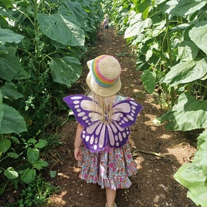 Handmade Toddler Glitter Fairy Wings | Non-Wire, Sparkling Butterfly Wings for Dress-Up & Play | Soft, Lightweight, Fairy Wings | Purple
