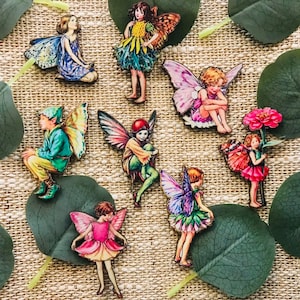 Wood Brooch - Vintage Fairy Illustrations