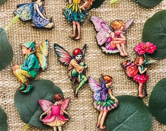 Wood Brooch - Vintage Fairy Illustrations