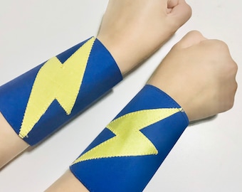 Superhero wrist cuff set - child kids costume dress up superhero lightening bolt