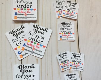 Tiny thank you follow me cards, tiny thank you cards, thank you cards, handmade printed cards, card stock, colorful customizable cards