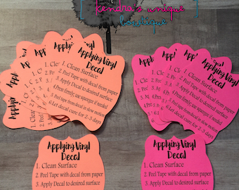 40 Applying Decal Instructions, safety care cards, wholesale supplies, vinyl decal, care card, tumbler care cards, decal application