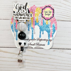 God is within her she will not fall badge reel, nurse id badge reel, id badge reel, nurse gift, id badge tag, psalm 46:5, religious, badge image 4