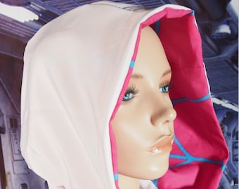 Spider Gwen Spiderverse Inspired Scarf Hood - Handmade, Thick, No loose threads, High Quality, Long lasting, Wear in hot/cold weather