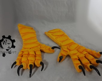 Bird Gloves for Cosplay, Fursuit, or Costumes. Comfortable Fleece with Resin claws