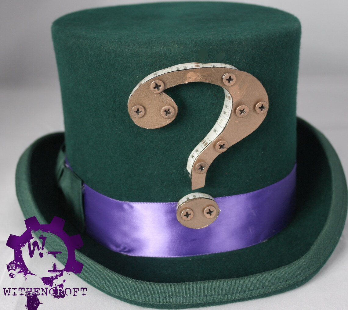 Riddler Villain Inspired Steampunk Top Hat Question Mark Etsy