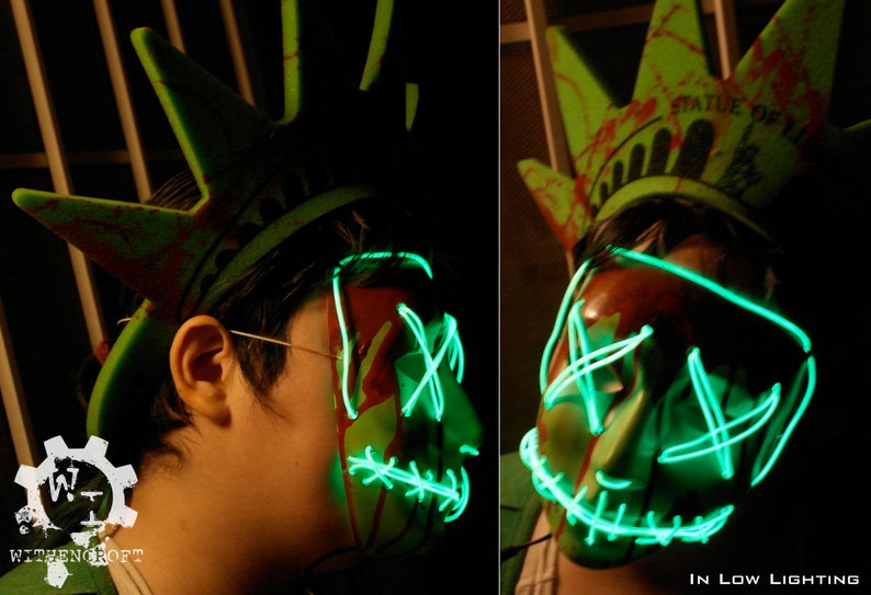 Lady Liberty - Purge Election Year - Inspired Costume Mask Replica, Electronic, Runs on Batteries, Perfectly Creepy For Halloween/Cosplay 
