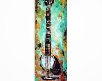 Original Guitar Painting on Canvas, Music Wall Art, Music Studio Decor, Gift for Guitarist