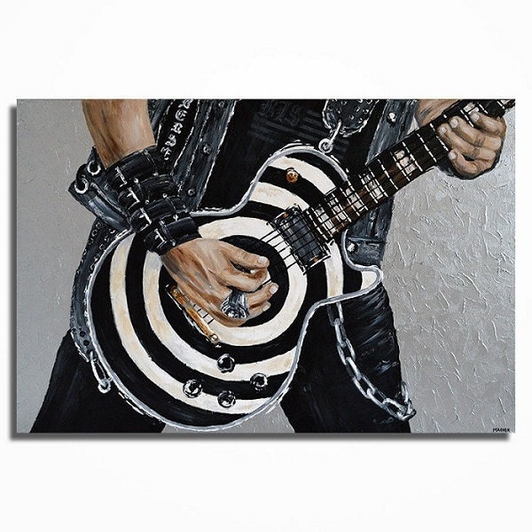 Guitar painting, Bullseye Guitar, Zakk Wylde Art, Gift for a musician, Original guitar painting on canvas by Magda Magier MADE TO ORDER