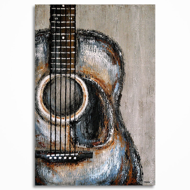 Guitar Painting Acoustic Guitar Art Gift for a Musician Etsy