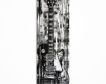 Original Abstract Guitar Painting on Canvas, Rock Music Artwork, Electric Guitar Wall Art