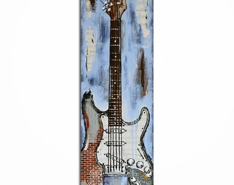 Peinture originale de guitare, oeuvre de musique moderne, oeuvre d'art contemporaine sur toile