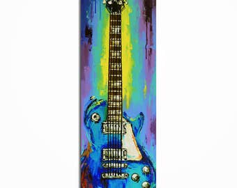 Abstract Guitar Painting, Colorful Music Wall Art, Original Electric Guitar Artwork on Canvas