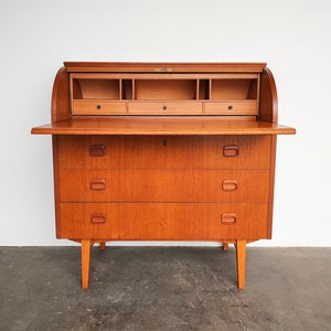 Mid-Century Modern Teak Wood Roll Top Secretary Desk by Egon Ostergaard image 4