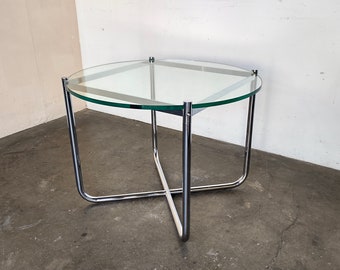 MR Chrome and Glass Side Table by Mies Van der Rohe for Knoll 1970s