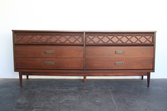 Walnut Wood 6 Drawer Lowboy Dresser By B Ett Mid Century Modern Vintage Walnut Wood 6 Drawer Lowboy Dresser By B Ett Mid Century Modern Vintage