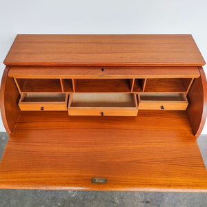 Mid-Century Modern Teak Wood Roll Top Secretary Desk by Egon Ostergaard image 5