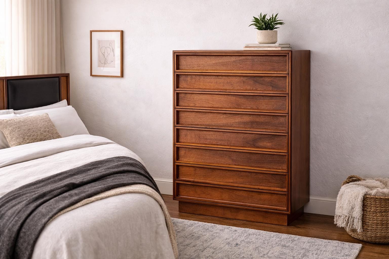 brown saltman dresser 1960s Walnut Highboy Designed by John Keal for Margot - Silver Leather Homecoming Dress Color:Pic A
