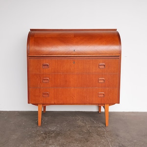 Mid-Century Modern Teak Wood Roll Top Secretary Desk by Egon Ostergaard image 1