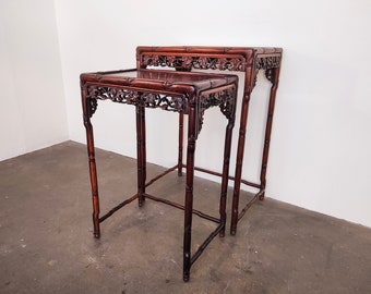 Set of Two Late 19th Century Chinese Rosewood Nesting Tables