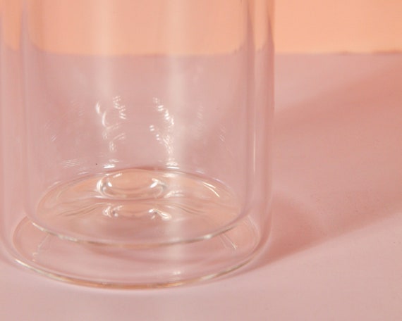 Vintage Double Wall Clear Glass Cylinder Vase Etsy