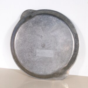 Large Round Vintage Pewter Serving Plate / Platter with Shell Handles image 6