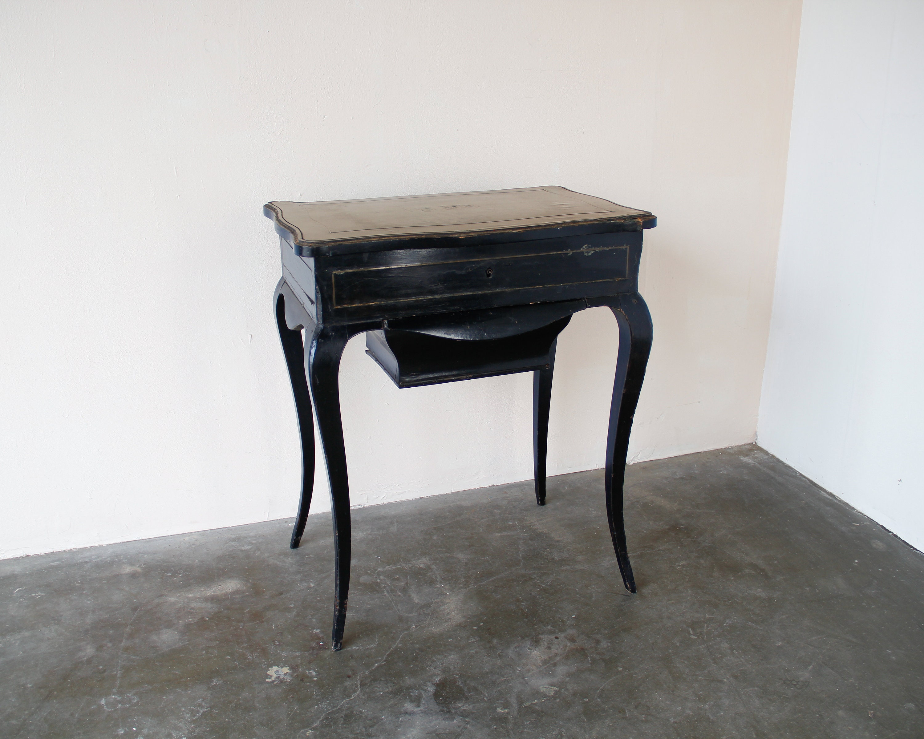 Vintage Mini Black Vanity With Flip Top Storage Etsy
