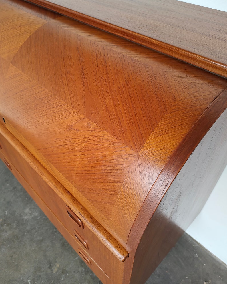 Mid-Century Modern Teak Wood Roll Top Secretary Desk by Egon Ostergaard image 9