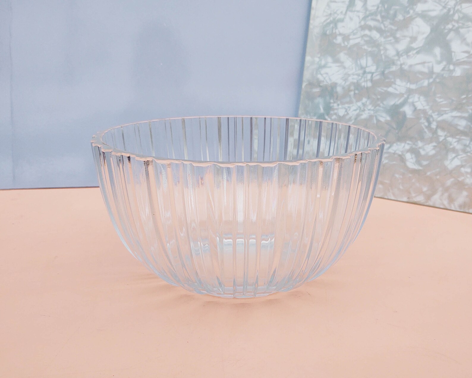 Fluted Clear Glass Salad Bowl Etsy UK