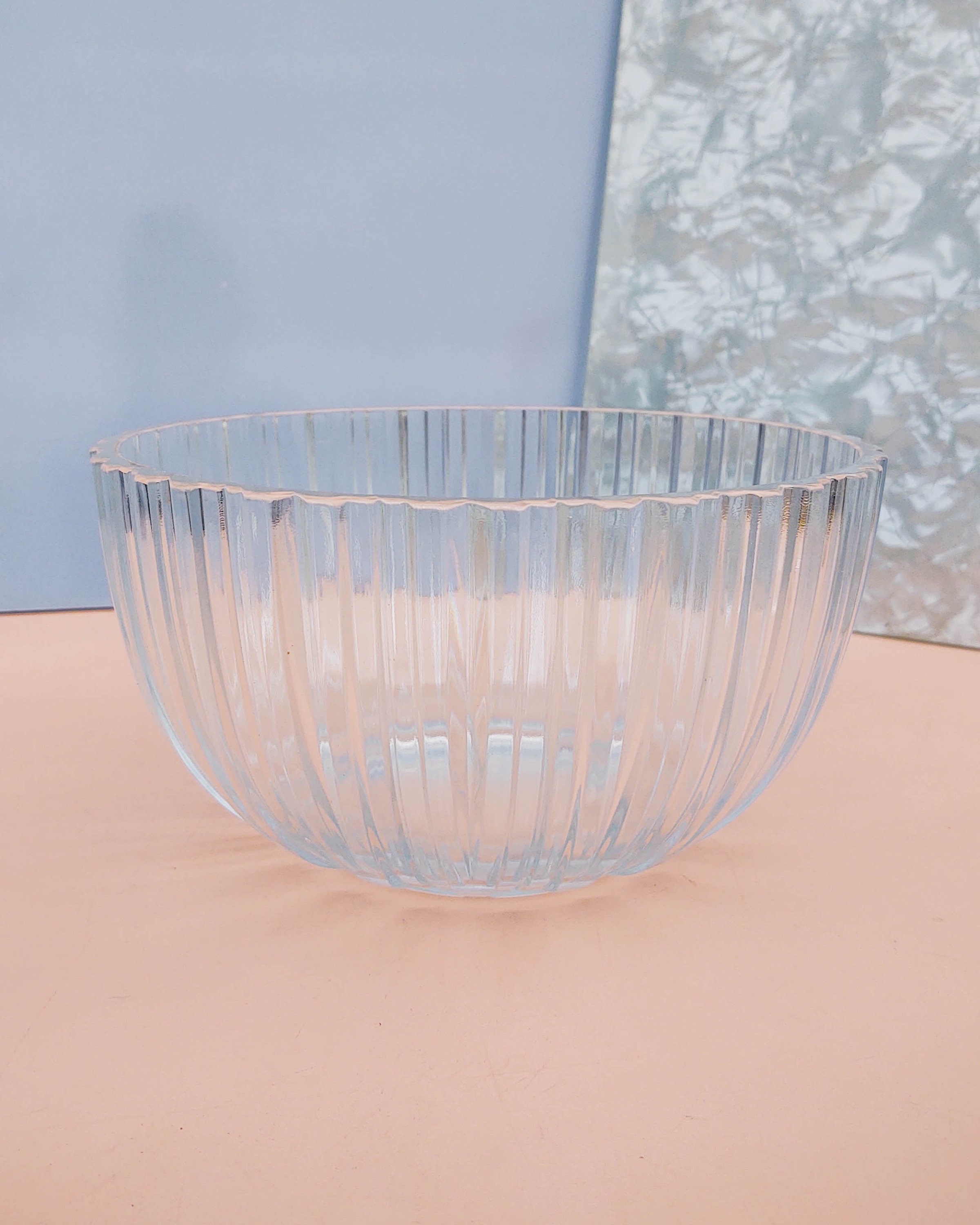 Fluted Clear Glass Salad Bowl Etsy UK