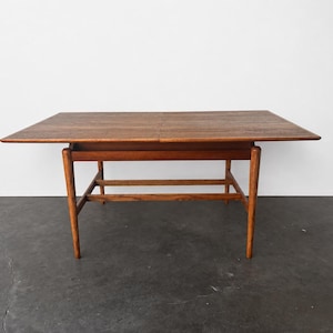 Mid Century 1960s Teak and Oak Expanding Dining Table Mid Century Modern