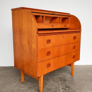 Mid-Century Modern Teak Wood Roll Top Secretary Desk by Egon Ostergaard image 3